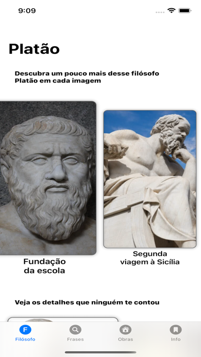 Capturas de tela do Platão App