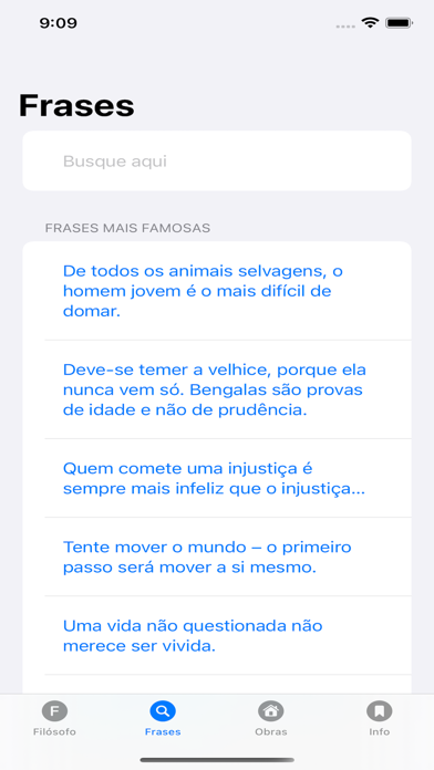 Capturas de tela do Platão App
