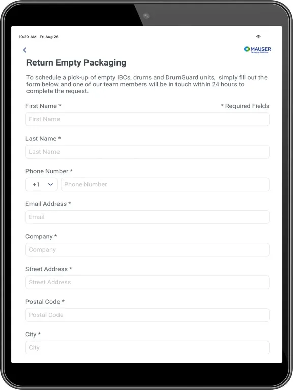 ภาพหน้าจอของ Mauser Packaging Solutions iPad 