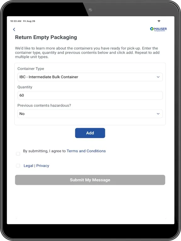ภาพหน้าจอของ Mauser Packaging Solutions iPad 