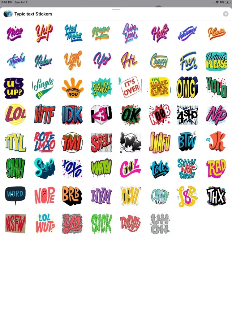 Typic Text Stickers iPad 應用截圖
