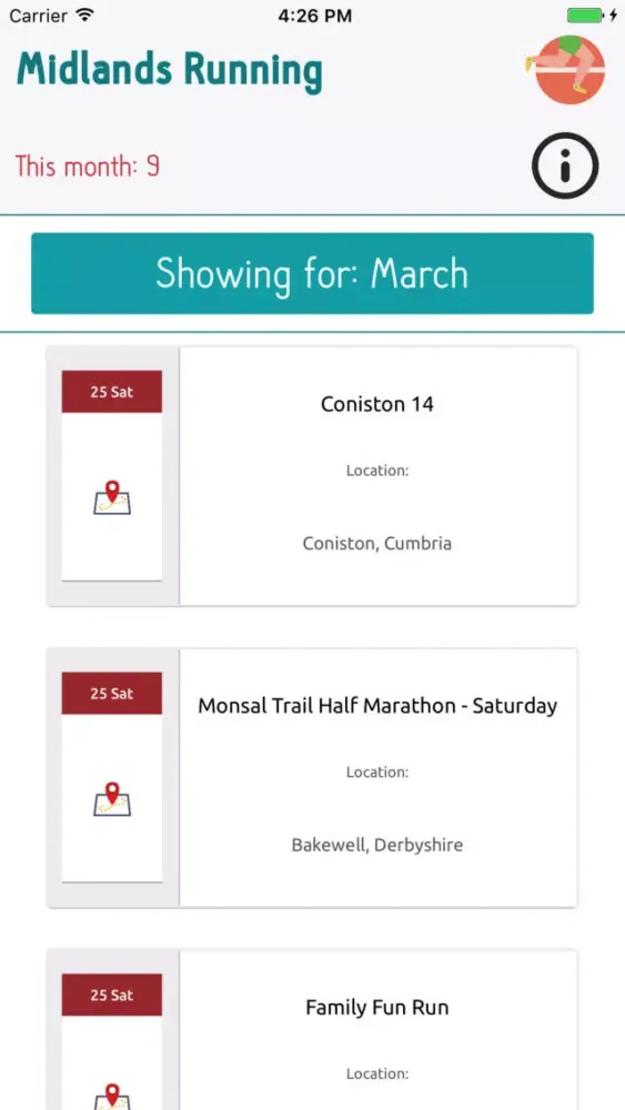 Tangkapan layar Midlands Running Events For Marathon UK Sports