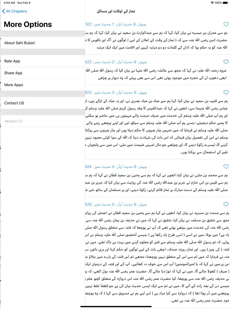 Sahih Bukhari Hadith iPad  スクリーンショット