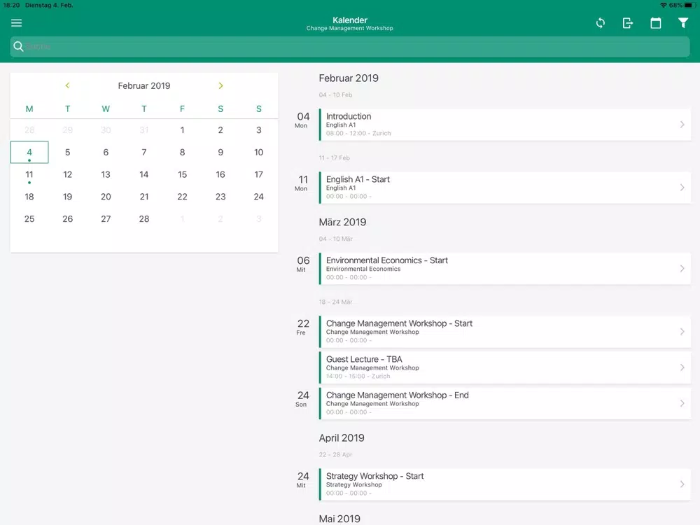 ZfU MyEvents iPad  سکرین شاٹس