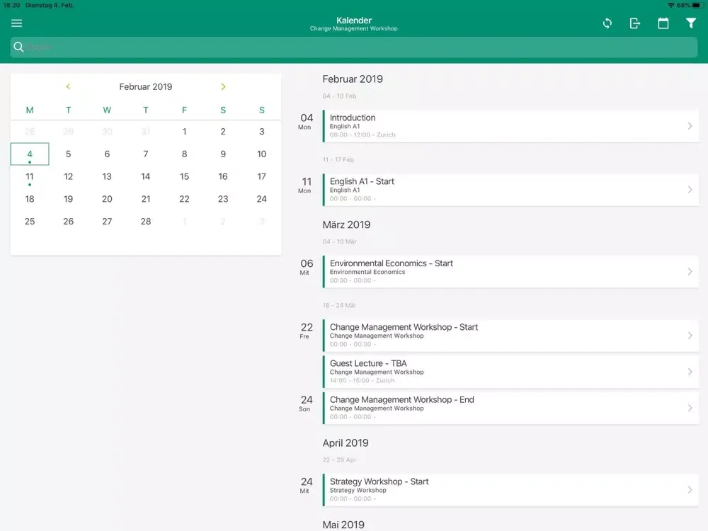 Скриншоты ZfU MyEvents iPad 