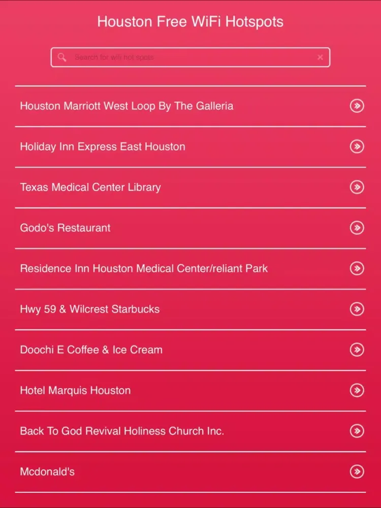 Tangkapan skrin Houston Wifi Hotspots iPad 