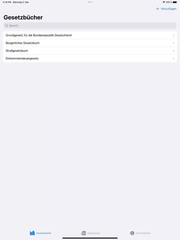 Ảnh chụp màn hình của Deutsche Gesetzbücher iPad 