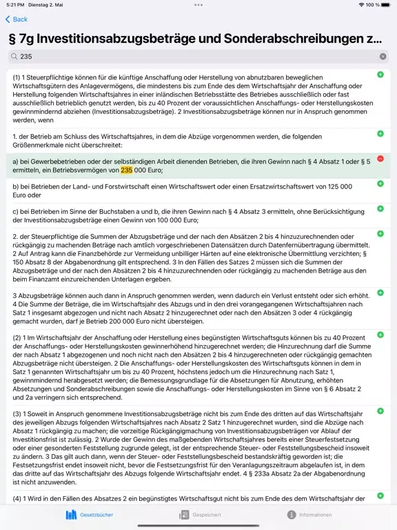 Ảnh chụp màn hình của Deutsche Gesetzbücher iPad 