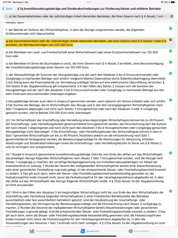 Ảnh chụp màn hình của Deutsche Gesetzbücher iPad 