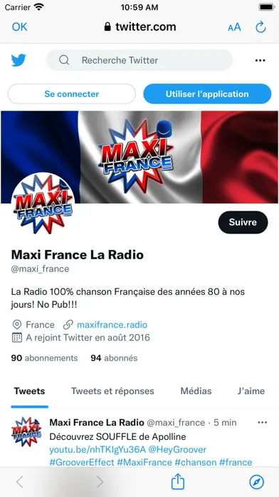 Ảnh chụp màn hình của Maxi France radio