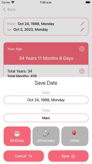 Age Calculator - Days Until Screenshots