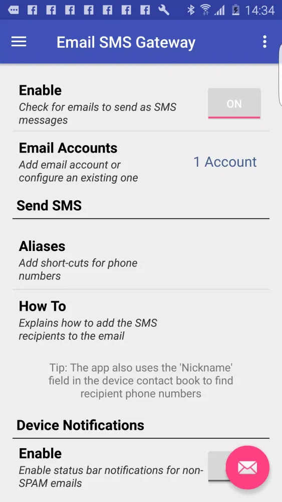 Скриншоты Email To SMS Gateway