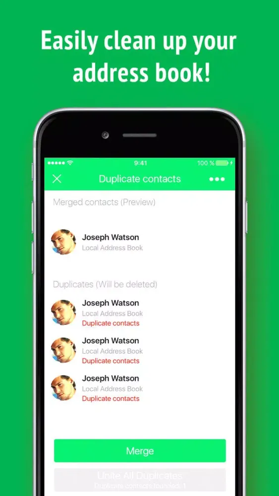 Скриншоты Contacts Cleaner - merge and delete duplicates