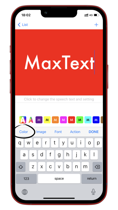 Tangkapan layar MaxText - full-screen / speech