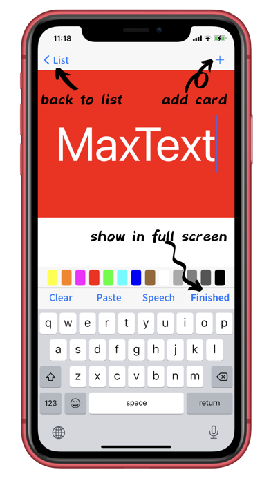 Tangkapan layar MaxText - full-screen / speech