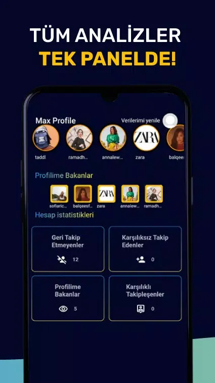 Ảnh chụp màn hình của MaxProfil Gizli Hesapları Açma
