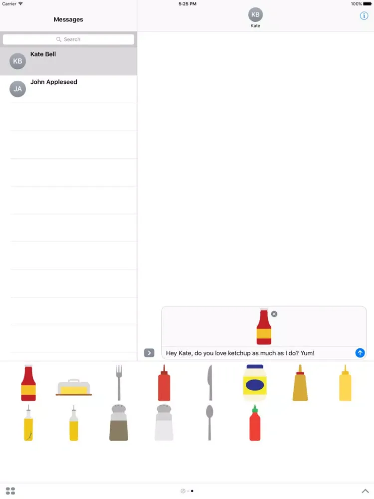 Tangkapan skrin Condiments Sticker Pack for iMessage iPad 