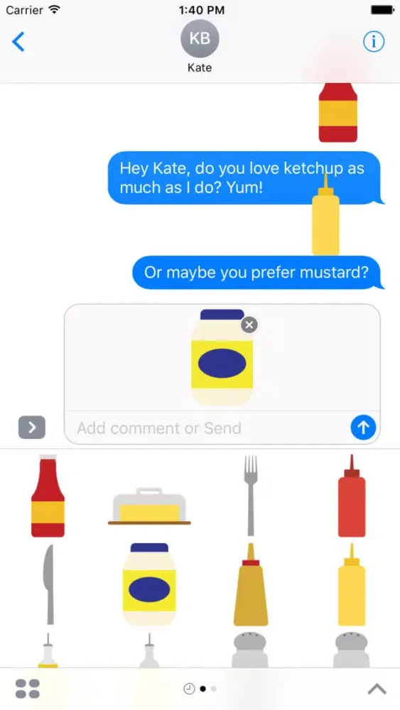 Tangkapan skrin Condiments Sticker Pack for iMessage