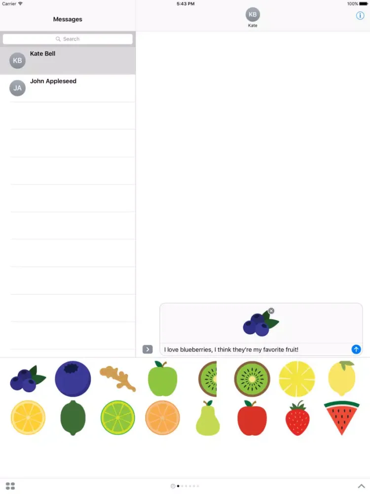 Tangkapan layar Fruits Sticker Pack for iMessage iPad 