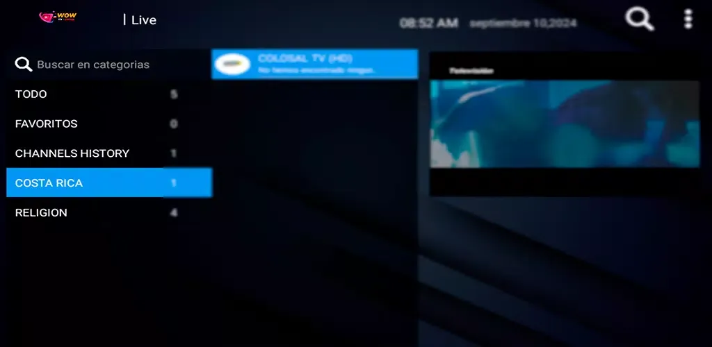 Captures d'écran de Wow TV Chile