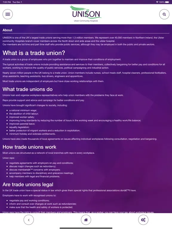 Tangkapan layar Unison Ulster iPad 