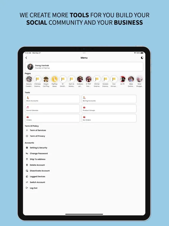 Ảnh chụp màn hình của FlipFlop Social Network iPad 