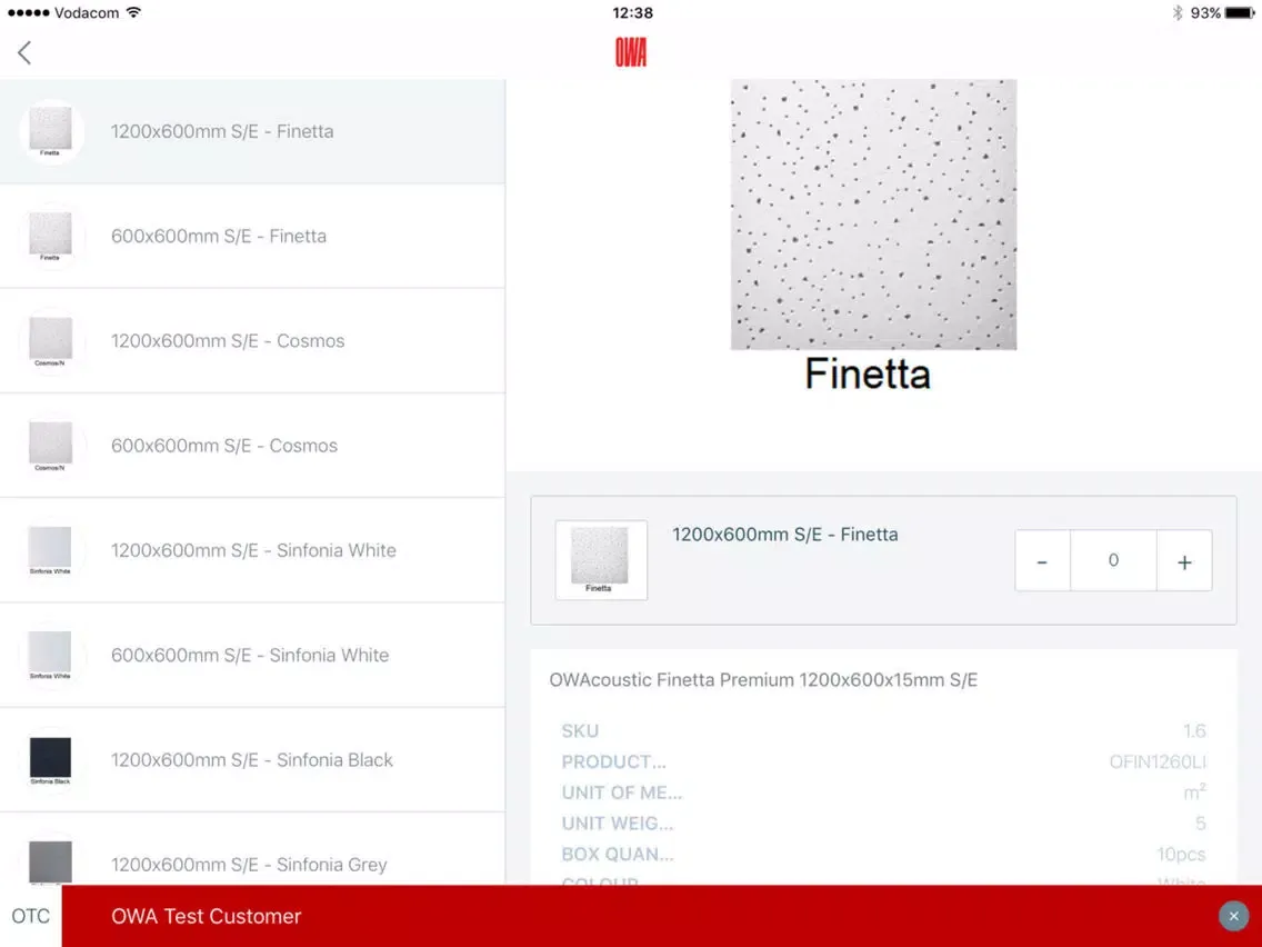 OWA Catalogue and Ordering App iPad  Screenshots