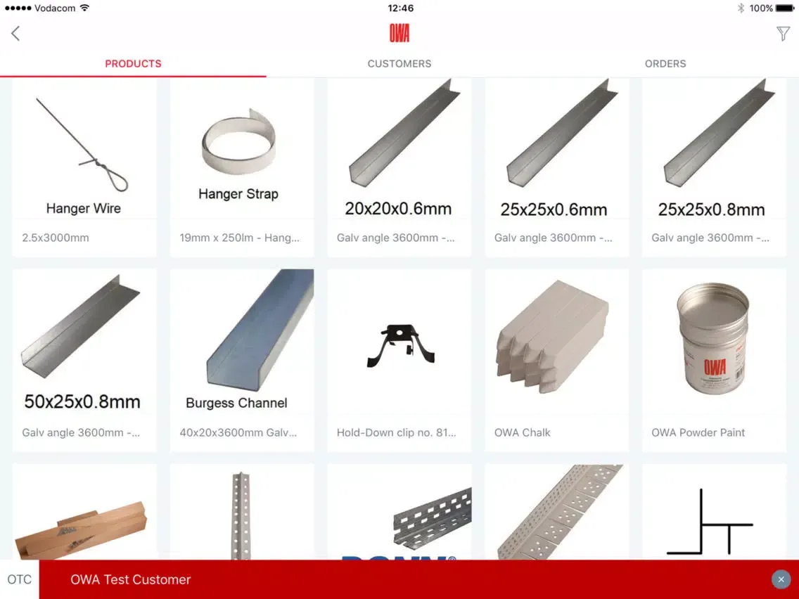 OWA Catalogue and Ordering App iPad  Screenshots