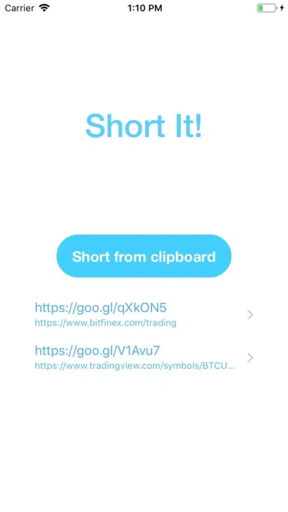 Capturas de tela do Short It! — links shortener