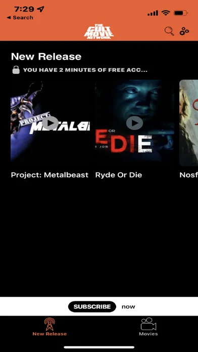 Capturas de tela do Cult Movie Network