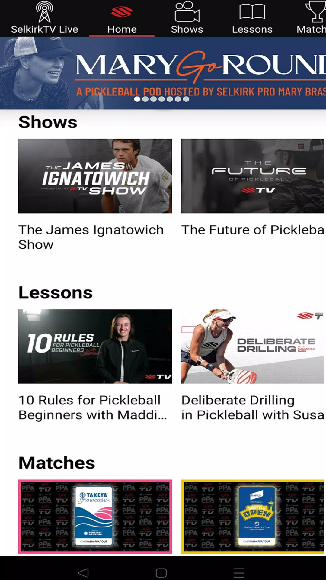 Selkirk Pickleball TV Screenshots