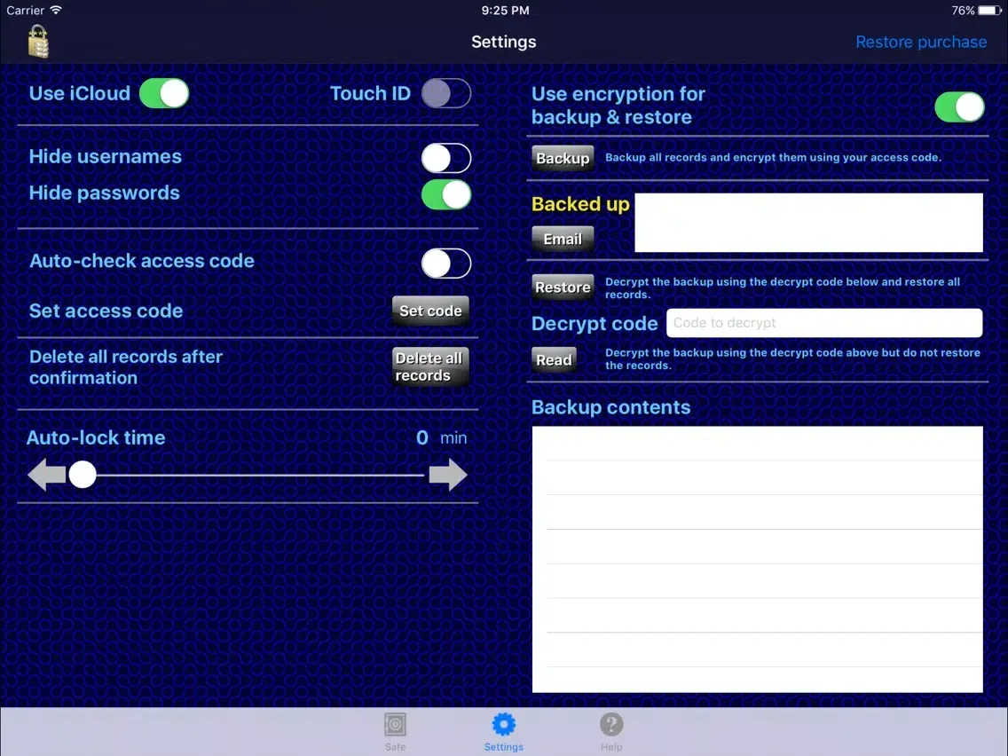 Captures d'écran de pSecureX iPad 