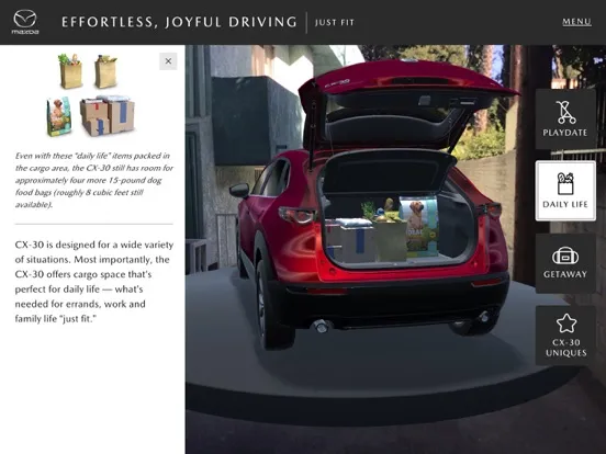 Tangkapan skrin Mazda Vision AR App iPad 