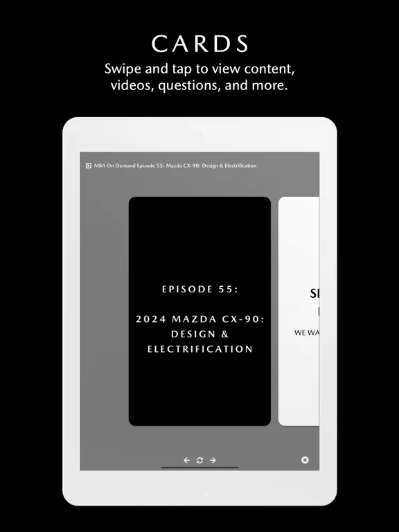 Capturas de pantalla de Mazda Smart Cards iPad 