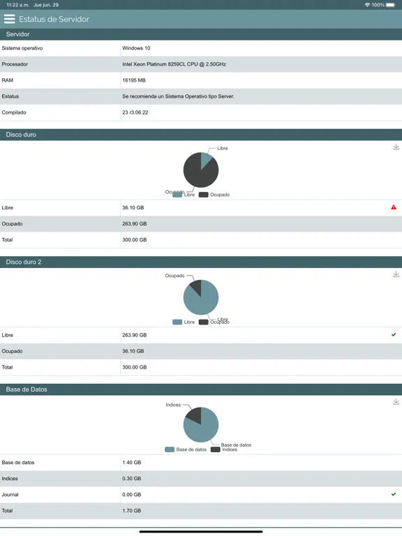 Tangkapan layar Administrador Sistemas iPad 