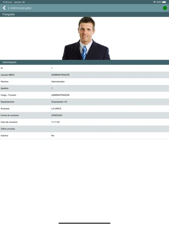 Tangkapan layar Administrador Sistemas iPad 