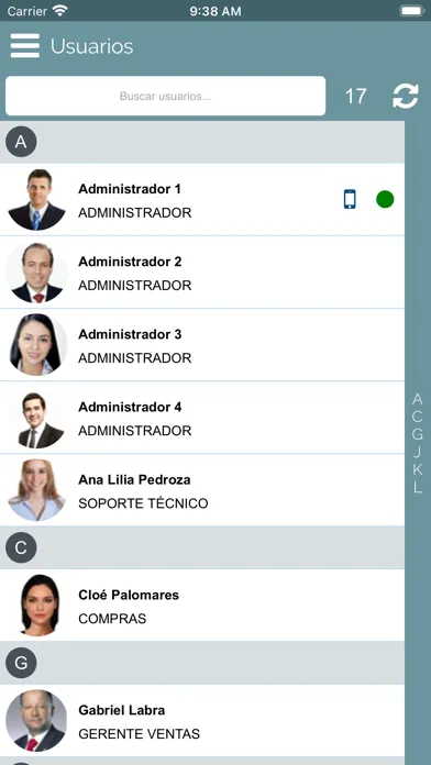 Tangkapan layar Administrador Sistemas