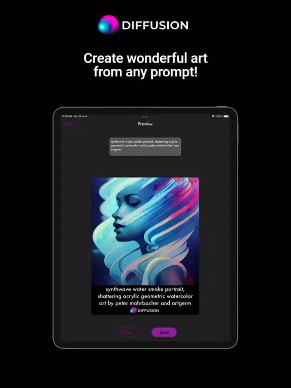 AI Generated Art: Diffusion iPad  स्क्रीनशॉट