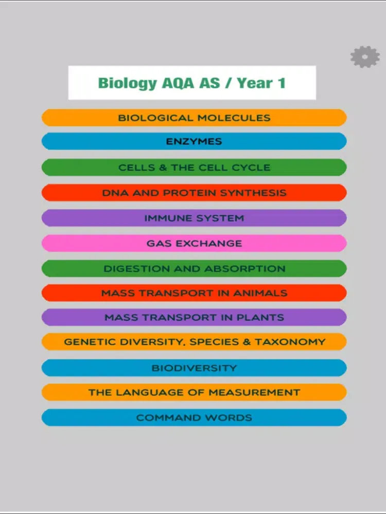 Tangkapan layar Biology AS / Year 1 for AQA Revision Games iPad 