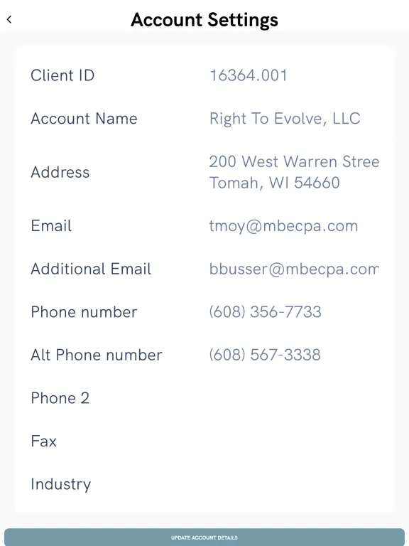 Ảnh chụp màn hình của MBE CPAs iPad 