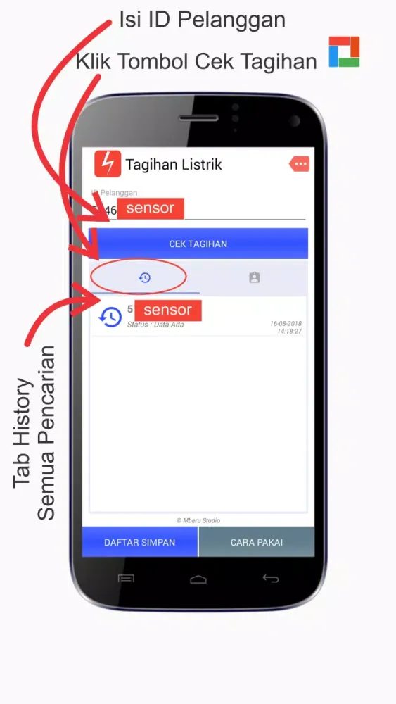 Tangkapan skrin Tagihan Listrik