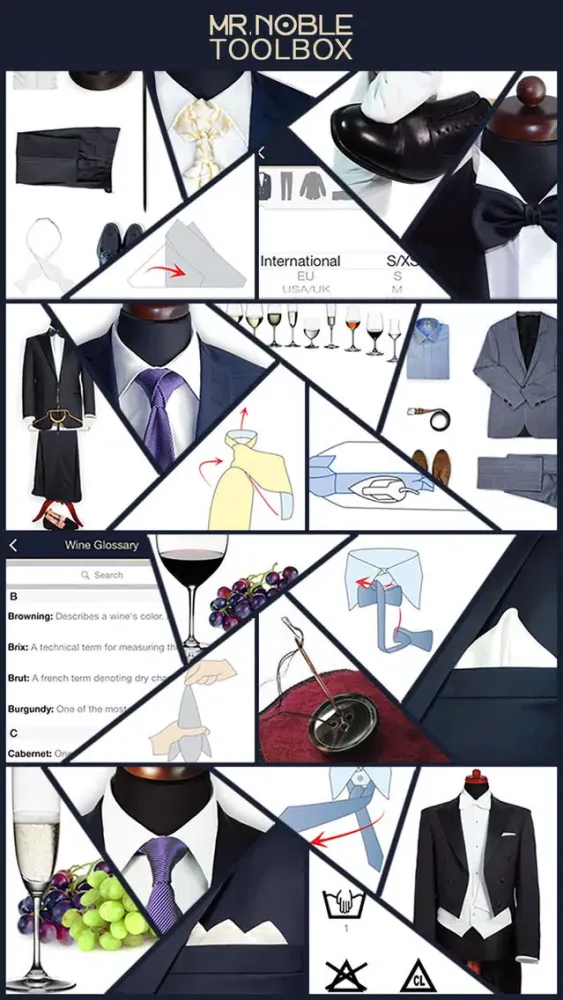 Gentleman Tools - How to Tie a Tie, Size Converter, Dress Codes, Ironing Guide, Wine Glossary স্ক্রিনশট