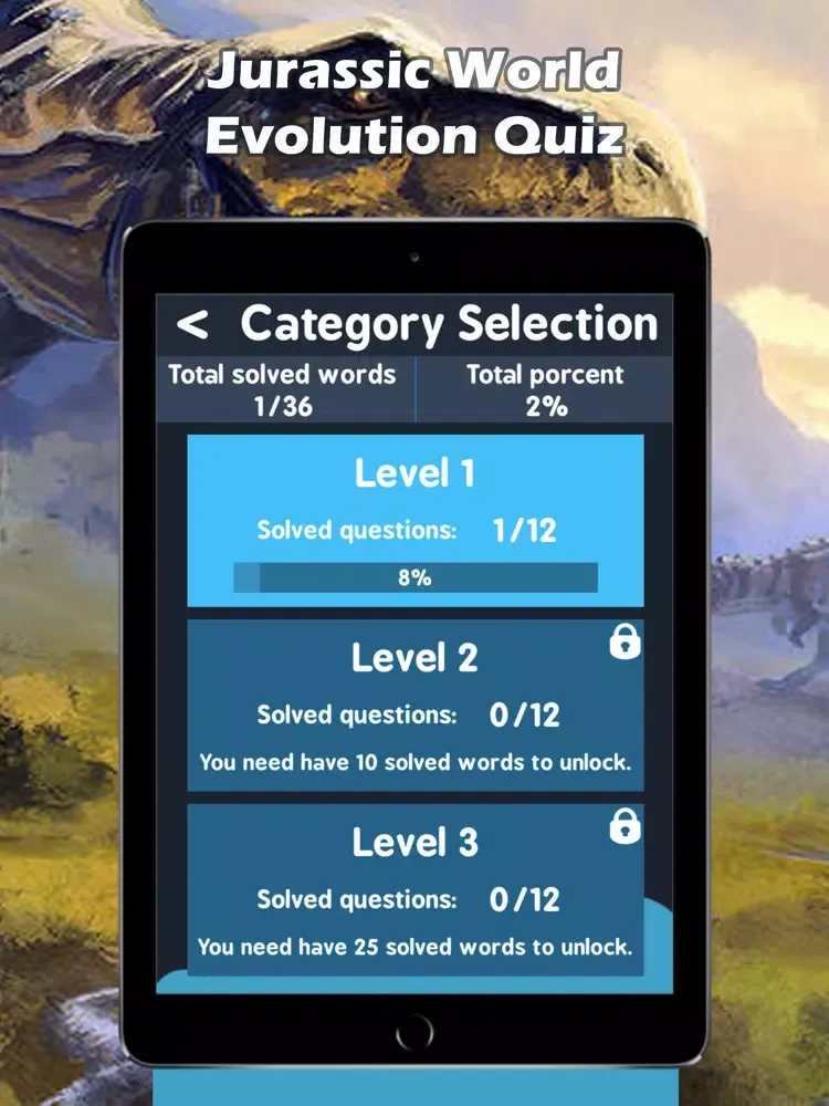 Captures d'écran de Jurassic Evolution World Quiz iPad 