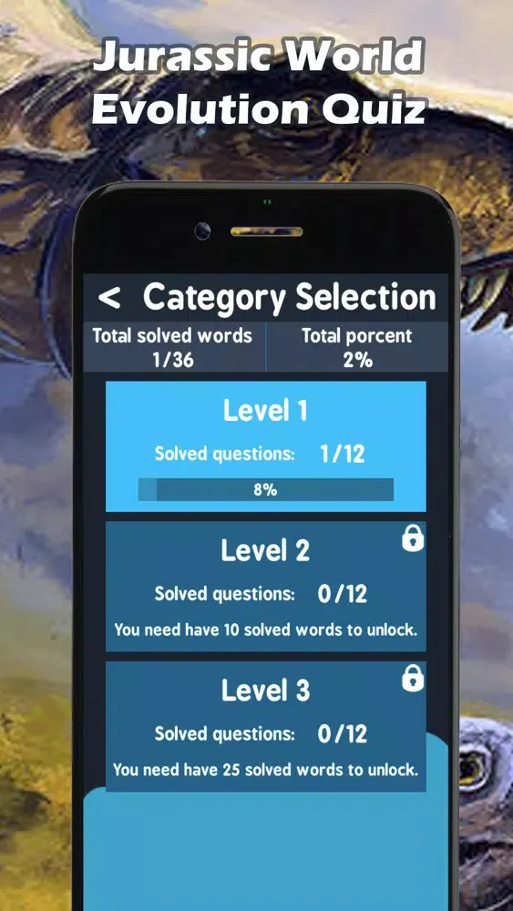 Captures d'écran de Jurassic Evolution World Quiz