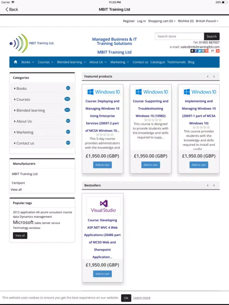 Tangkapan skrin MBIT Training Ltd iPad 