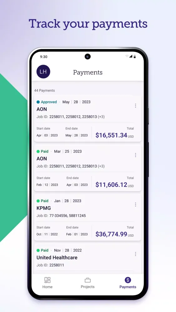 Capturas de tela do MBO Partners