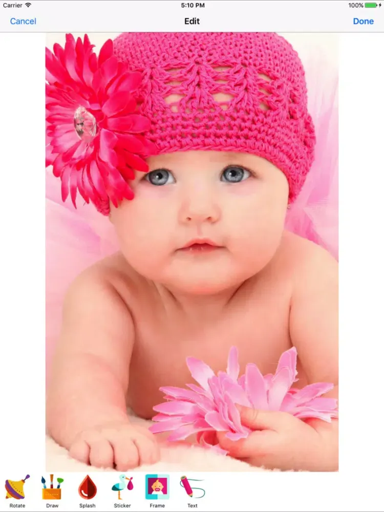 Tangkapan layar Mrs Baby Photo Editor iPad 