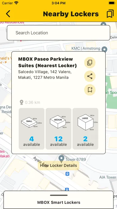 Capturas de tela do MBOX Smart Lockers