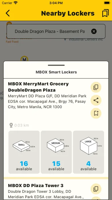 Capturas de tela do MBOX Smart Lockers