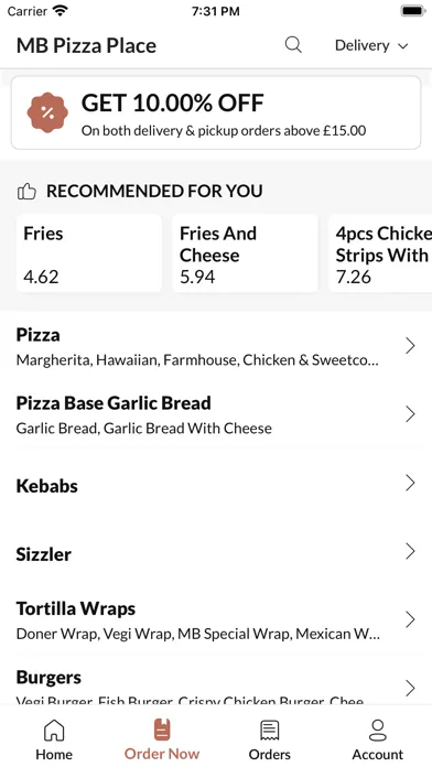 Capturas de pantalla de MB Pizza Place.